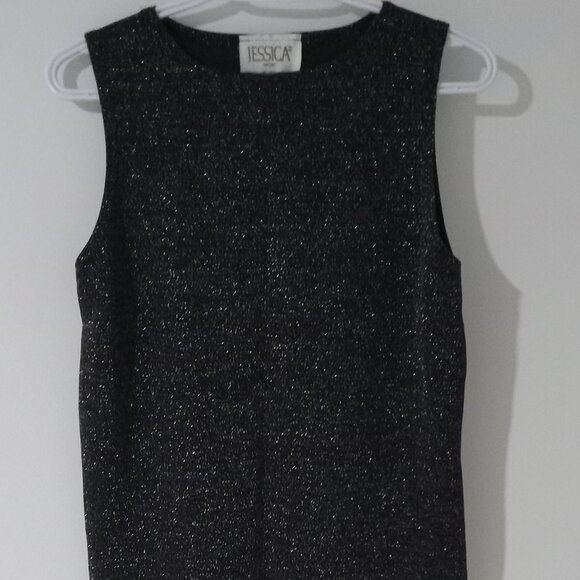 Jessica Sport no sleeves T-shirt round neck XL black with sparks shiny shirt - Picture 2 of 5